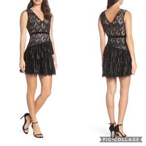 Anthropologie Foxiedox Aurora Velvet Mixed Black Cocktail Dress Size M